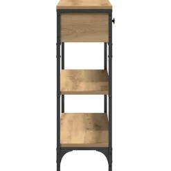 Sidetables-vidaXL - Sidetable met 2 lades 2 schappen - Artisanaal eiken - Hout - 72.5 cm
