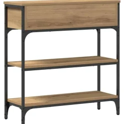 Sidetables-vidaXL - Sidetable met 2 lades 2 schappen - Artisanaal eiken - Hout - 72.5 cm