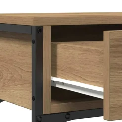 Sidetables-vidaXL - Sidetable met 2 lades 2 schappen - Artisanaal eiken - Hout - 72.5 cm
