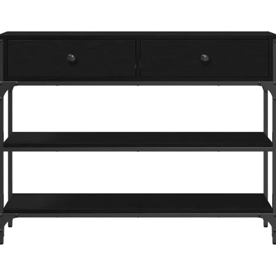 vidaXL - Sidetable met 2 lades 2 schappen - Zwart - Gelaagd hout - 100x25x75 cm