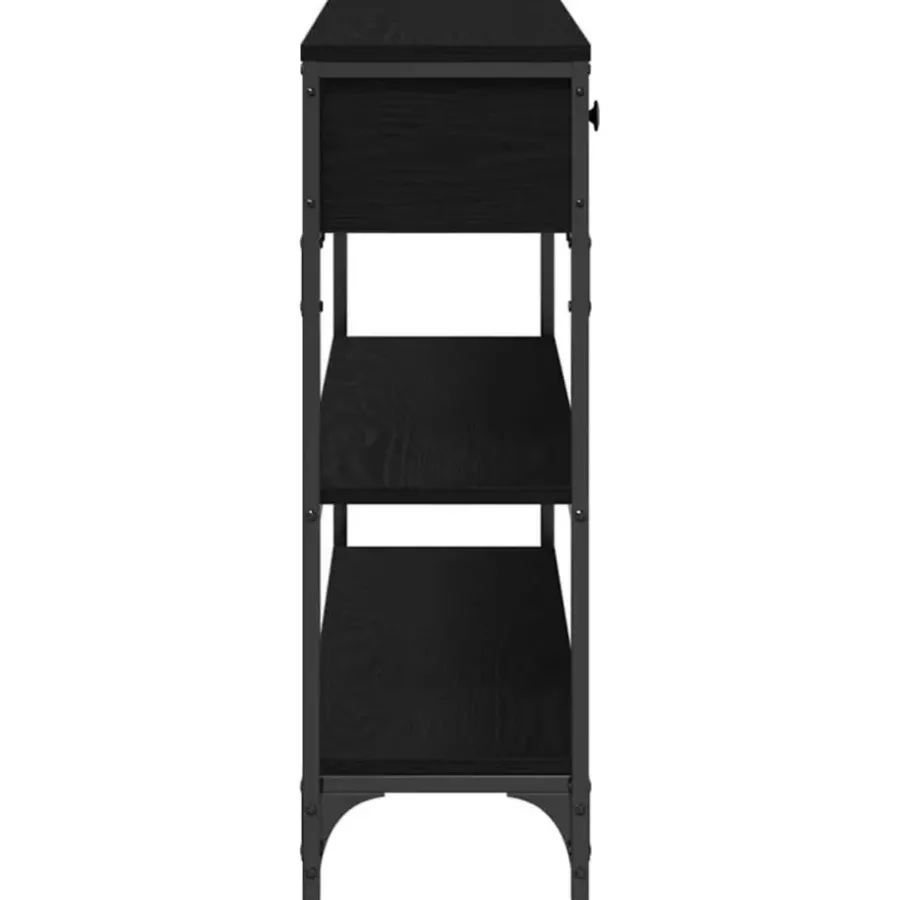 vidaXL - Sidetable met 2 lades 2 schappen - Zwart - Gelaagd hout - 100x25x75 cm