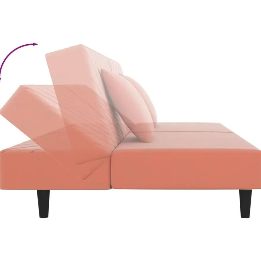 Slaapbanken|Slaapbanken-vidaXL - Slaapbank 2-zits - Roze - Fluweel - Met kussens