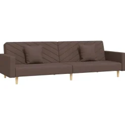 vidaXL - Slaapbank 2-zits - Taupe - Stof - Met kussens