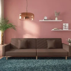 vidaXL - Slaapbank 2-zits - Taupe - Stof - Met kussens