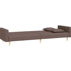 vidaXL - Slaapbank 2-zits - Taupe - Stof - Met kussens
