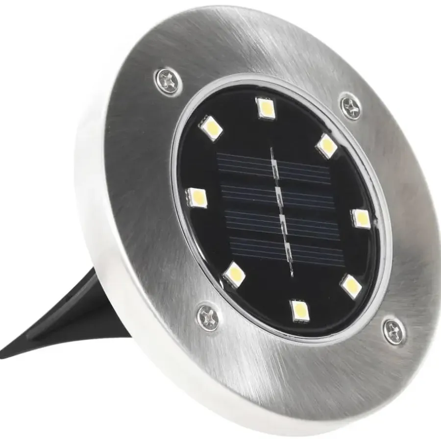 Grondspots-vidaXL - Solar Grondlamp - Zilver - Kunststof - 8 stuks