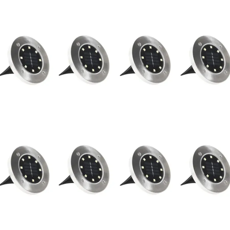 Grondspots-vidaXL - Solar Grondlamp - Zilver - Kunststof - 8 stuks