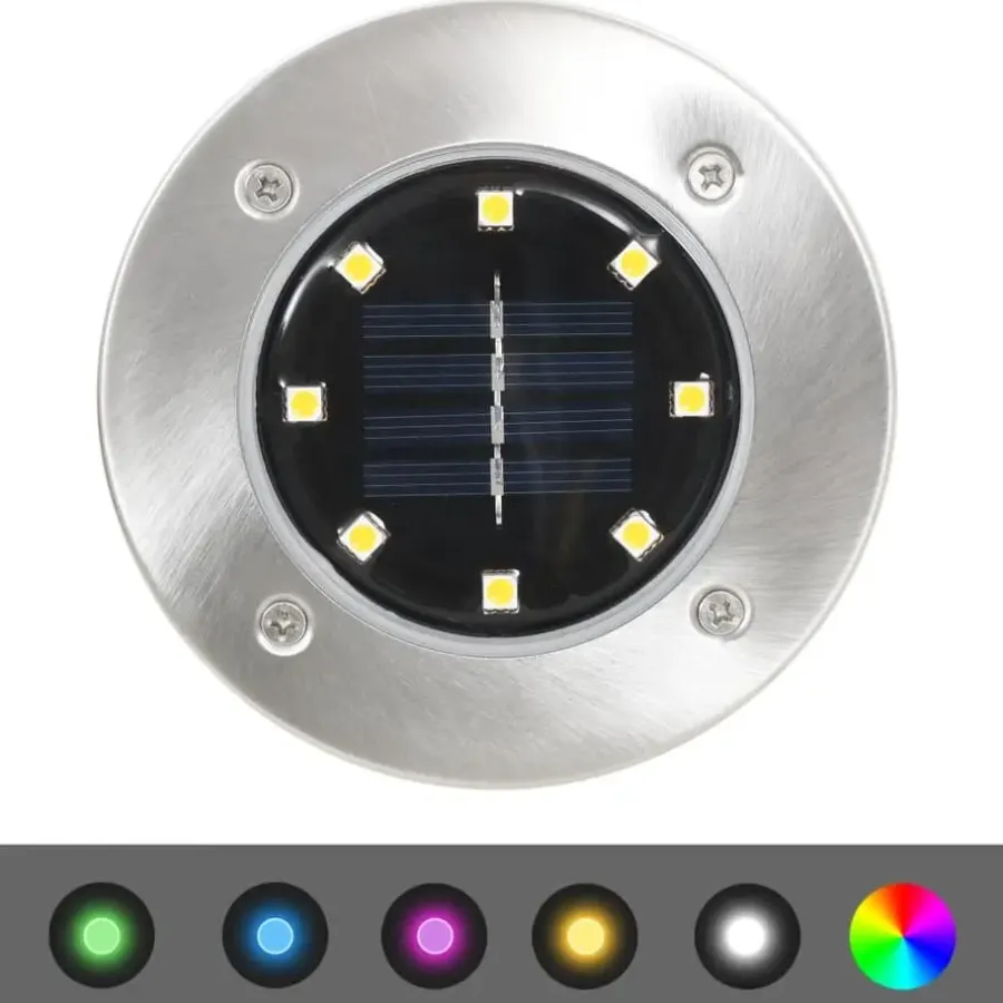 Grondspots-vidaXL - Solar Grondlamp - Zilver - Kunststof - 8 stuks