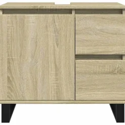 vidaXL - Sonoma eiken Wastafelonderkast met 1 deur 2 lades - 65x33x60 cm