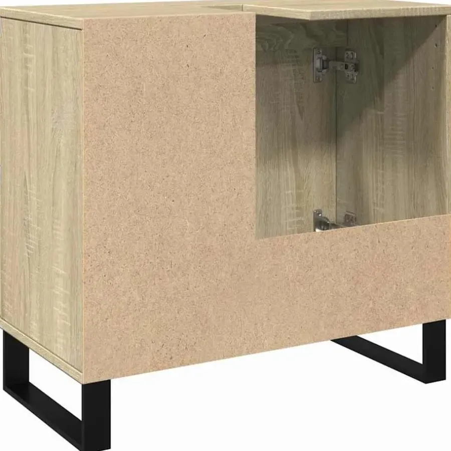 vidaXL - Sonoma eiken Wastafelonderkast met 1 deur 2 lades - 65x33x60 cm