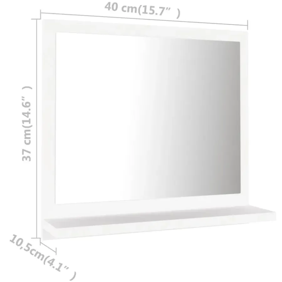 Spiegelkasten-vidaXL - Spiegel - Wit - Bewerkt hout - 40 x 10.5 x 37 cm