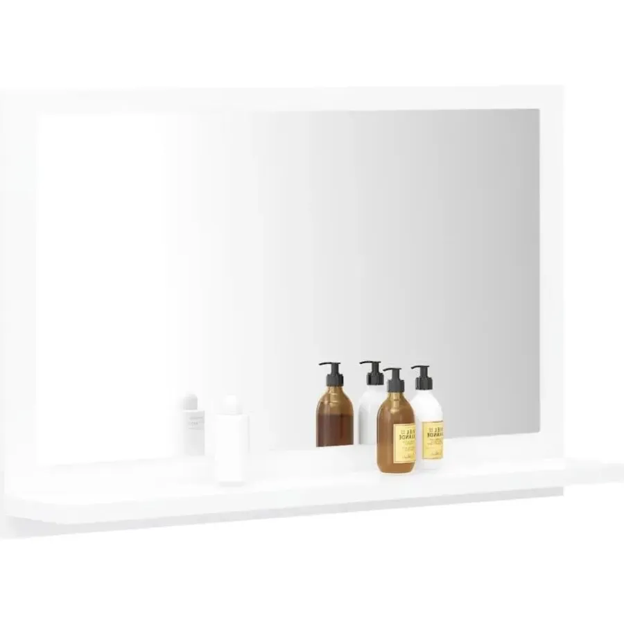 Spiegelkasten-vidaXL - Spiegel - Wit - Bewerkt hout - 60 x 10.5 x 37 cm