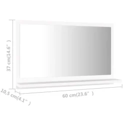 Spiegelkasten-vidaXL - Spiegel - Wit - Bewerkt hout - 60 x 10.5 x 37 cm