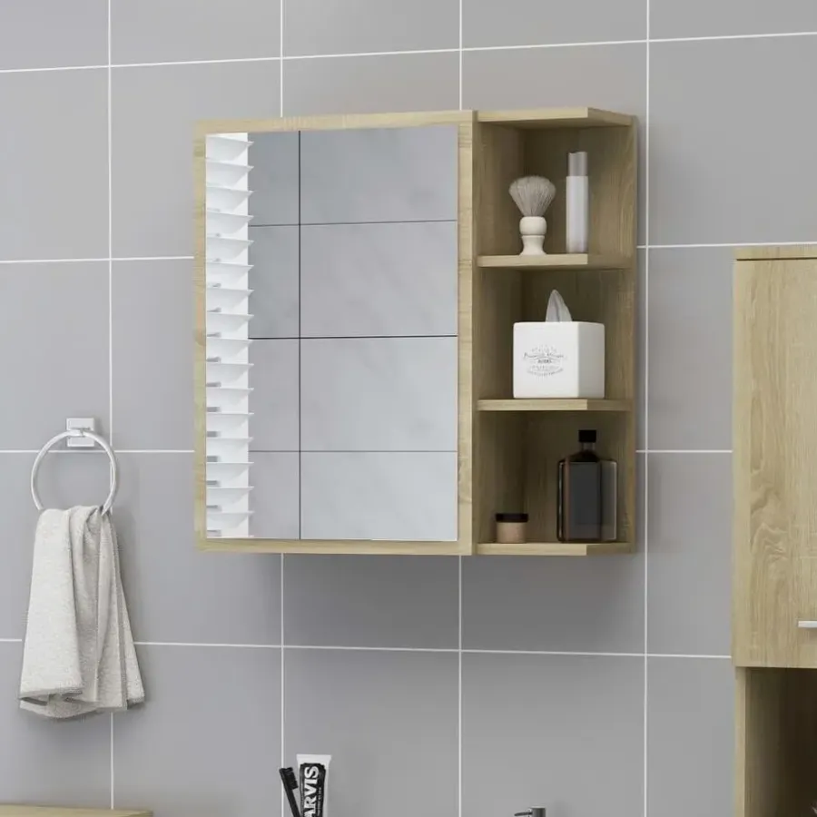 Spiegelkasten-vidaXL - Spiegelkast - Bruin - Bewerkt hout