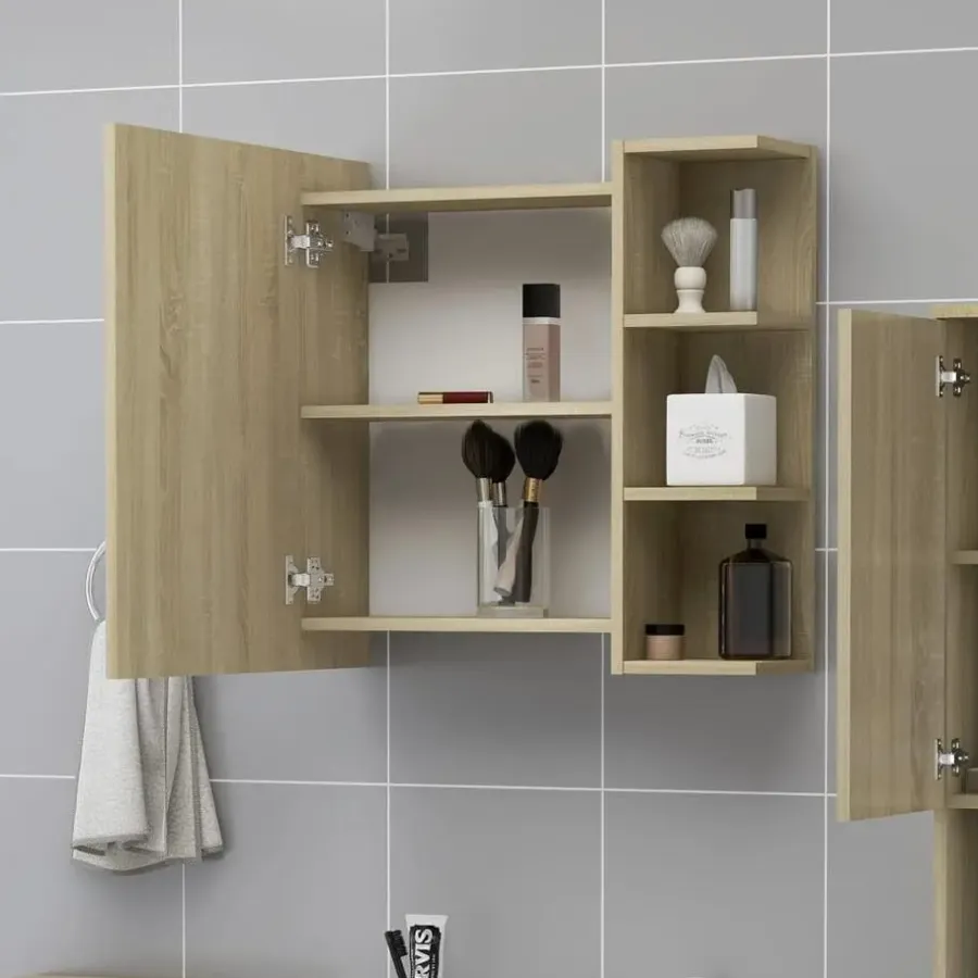 Spiegelkasten-vidaXL - Spiegelkast - Bruin - Bewerkt hout