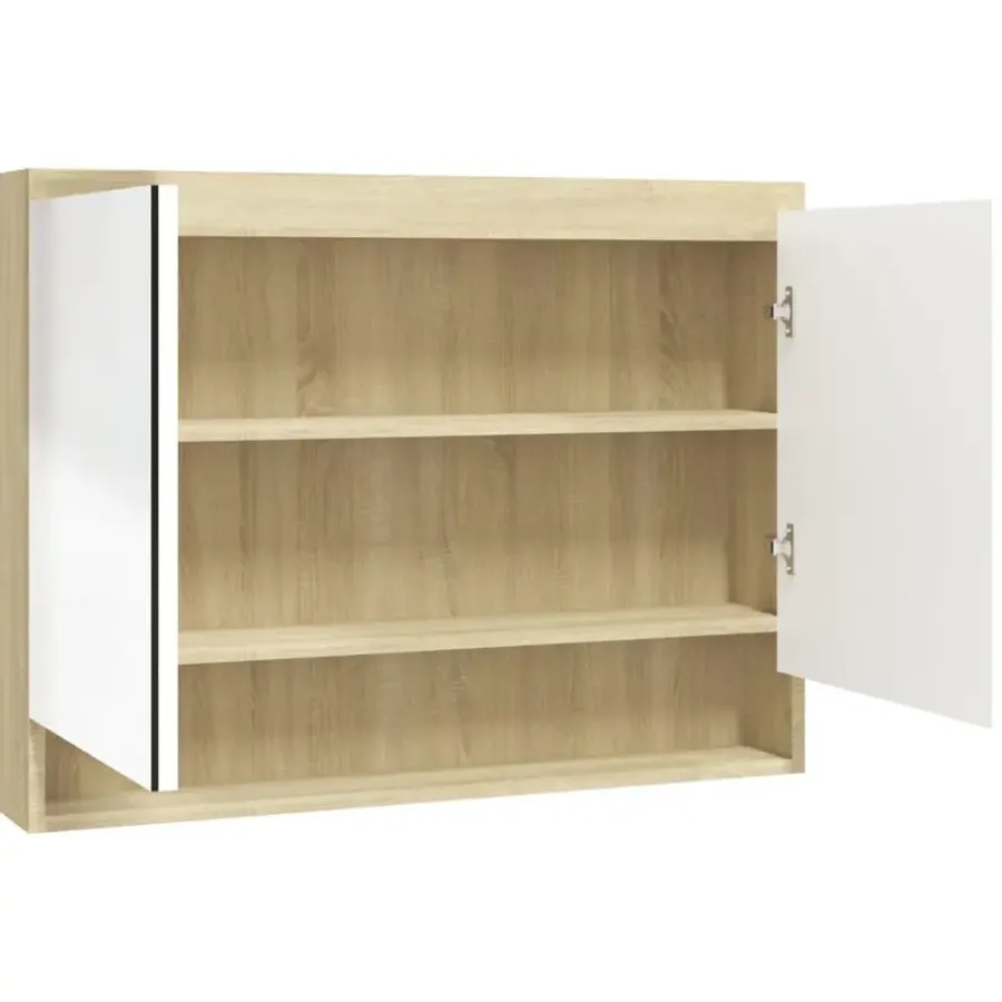 Spiegelkasten-vidaXL - Spiegelkast - Wit - MDF
