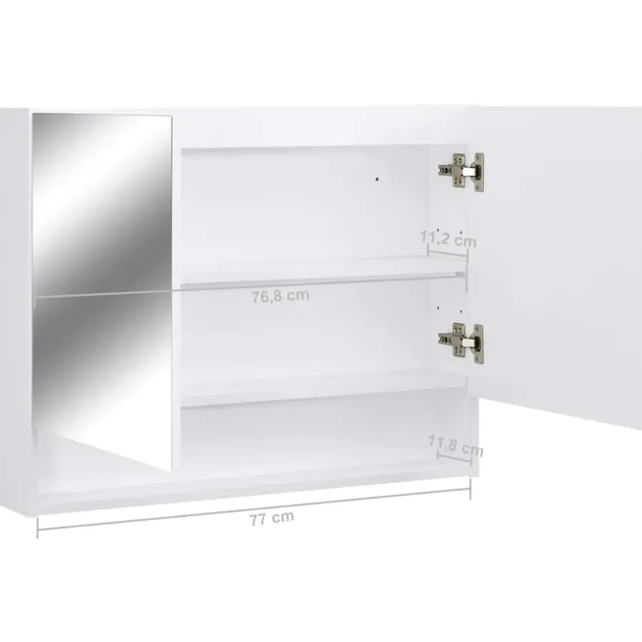 Spiegelkasten-vidaXL - Spiegelkast - Wit - MDF