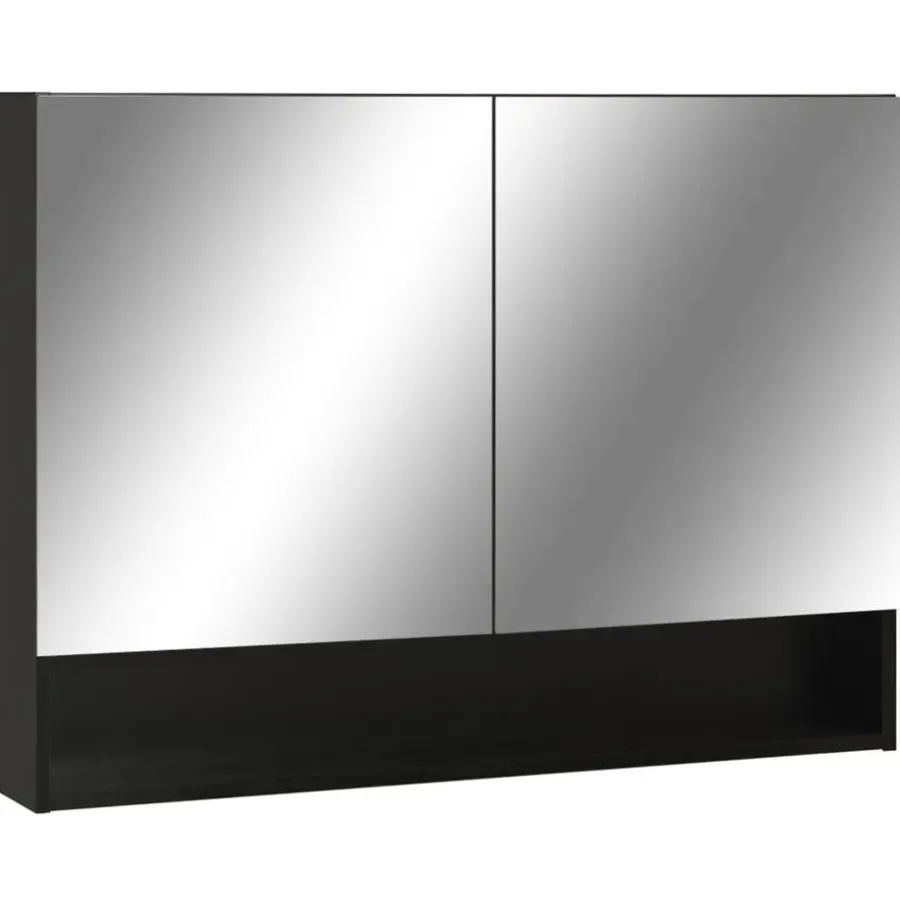 Spiegelkasten-vidaXL - Spiegelkast - Zwart - MDF