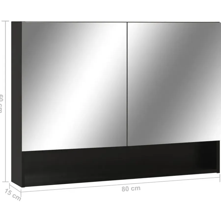 Spiegelkasten-vidaXL - Spiegelkast - Zwart - MDF