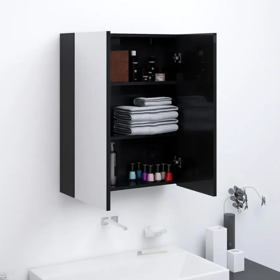 Spiegelkasten-vidaXL - Spiegelkast - Zwart - MDF