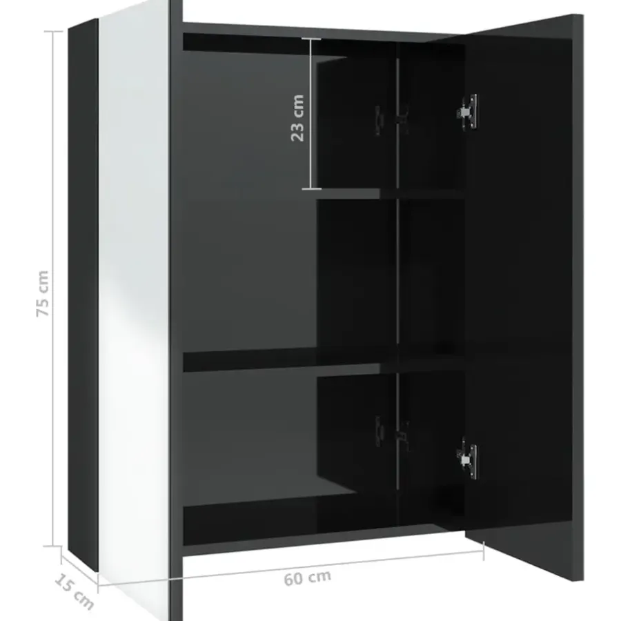 Spiegelkasten-vidaXL - Spiegelkast - Zwart - MDF