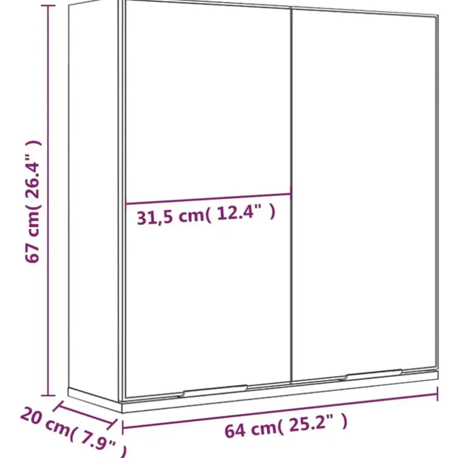 Spiegelkasten-vidaXL - Spiegelkast met plank - Wit - Bewerkt hout en acryl - 64x20x67 cm