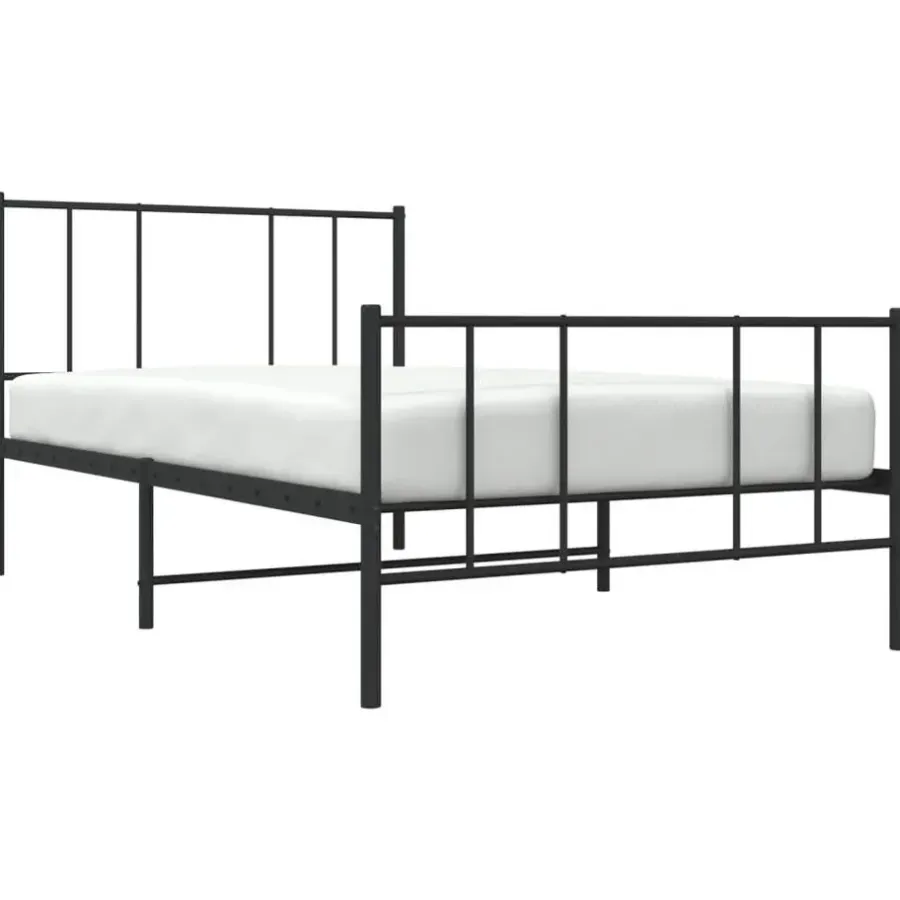 vidaXL - Staal Bed frame met hoofd- en voeteneinde - Zwart - Metaal - 90x200 cm