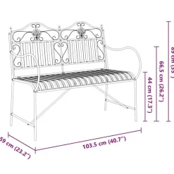 vidaXL - Staal Tuinbank - Wit - 103,5x59x89 cm