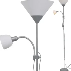 Staande Lampen-vidaXL - Staande Lamp - Grijs - Staal