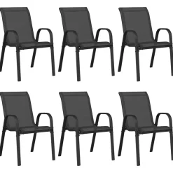 vidaXL - Stapelbare Tuinstoel - Zwart - Stof