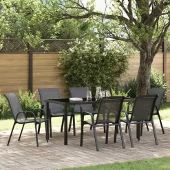 vidaXL - Stapelbare Tuinstoel - Zwart - Stof