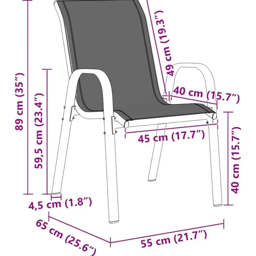 vidaXL - Stapelbare Tuinstoel - Zwart - Stof