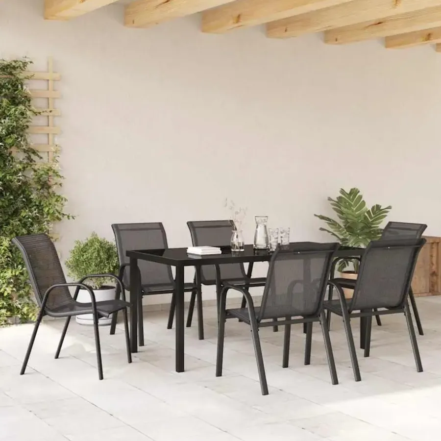 vidaXL - Stapelbare Tuinstoel - Zwart - Stof