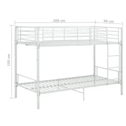 1-Persoons Bedden-vidaXL - Stapelbed - Wit - metaal - 90x200 cm