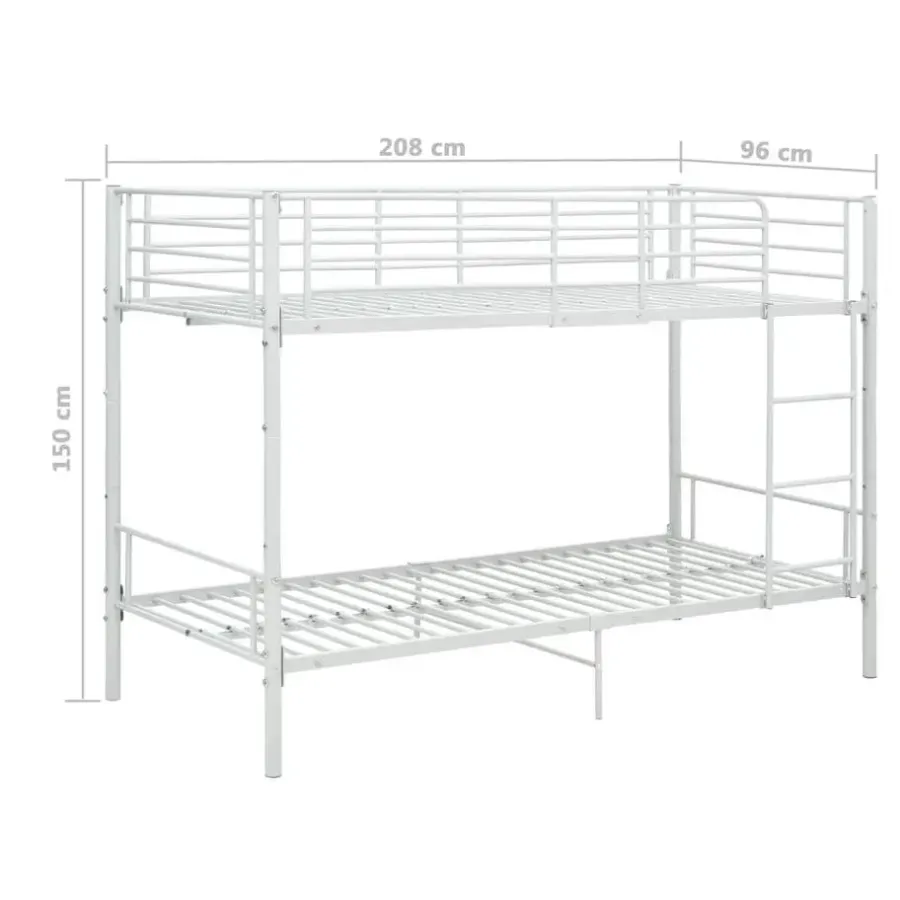 1-Persoons Bedden-vidaXL - Stapelbed - Wit - metaal - 90x200 cm