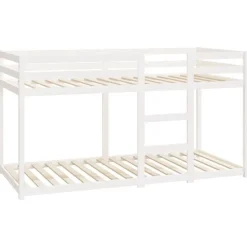 vidaXL - Stapelbed met zijladder - Wit - Massief grenenhout - 90x200 cm