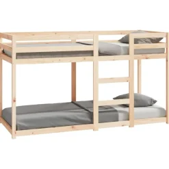 Kinderbedden-vidaXL - Stapelbed met zijladder - Naturel - Massief grenenhout - 75x190 cm