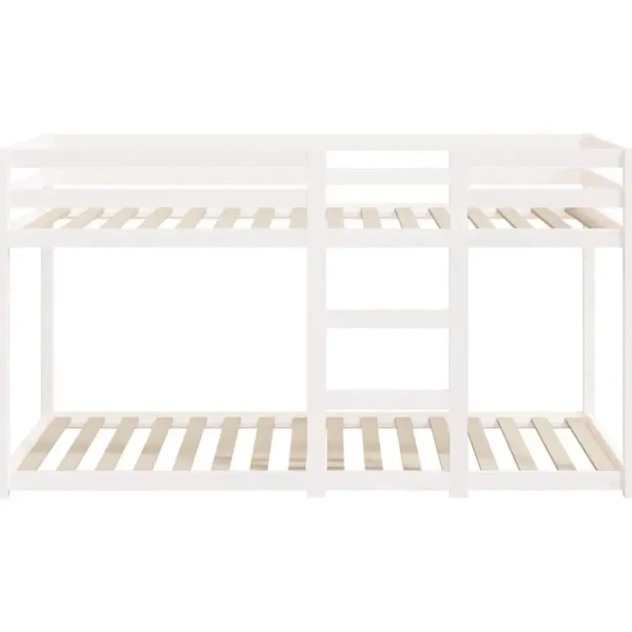 Kinderbedden-vidaXL - Stapelbed met zijladder - Wit - Massief grenenhout - 80x200 cm