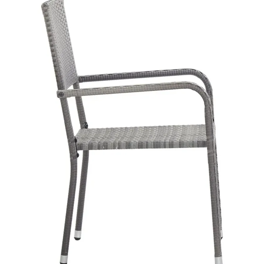 vidaXL - Stapelstoelen - Grijs - Poly rattan - 2 stuks