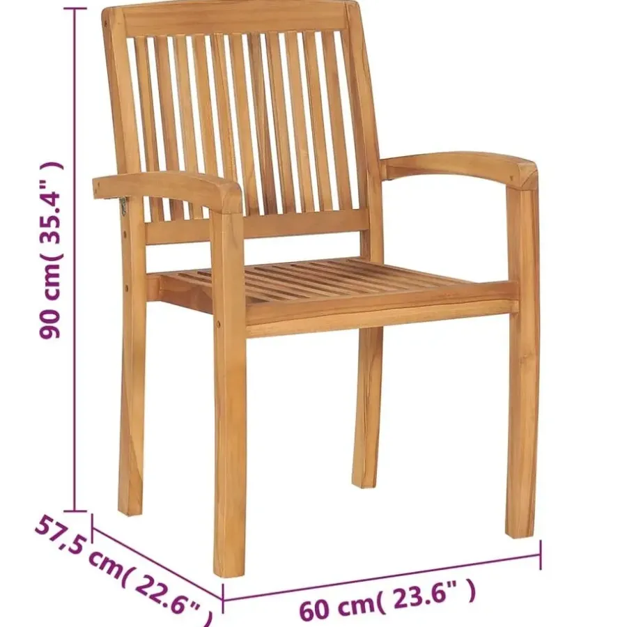 Tuinstoelen-vidaXL - Stapelstoelen - Kussens - Grijs - Hout - 4 stuks