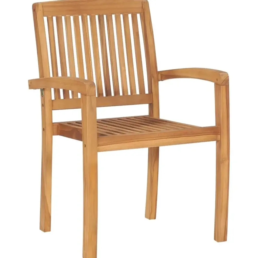Tuinstoelen-vidaXL - Stapelstoelen - Kussens - Grijs - Hout - 4 stuks