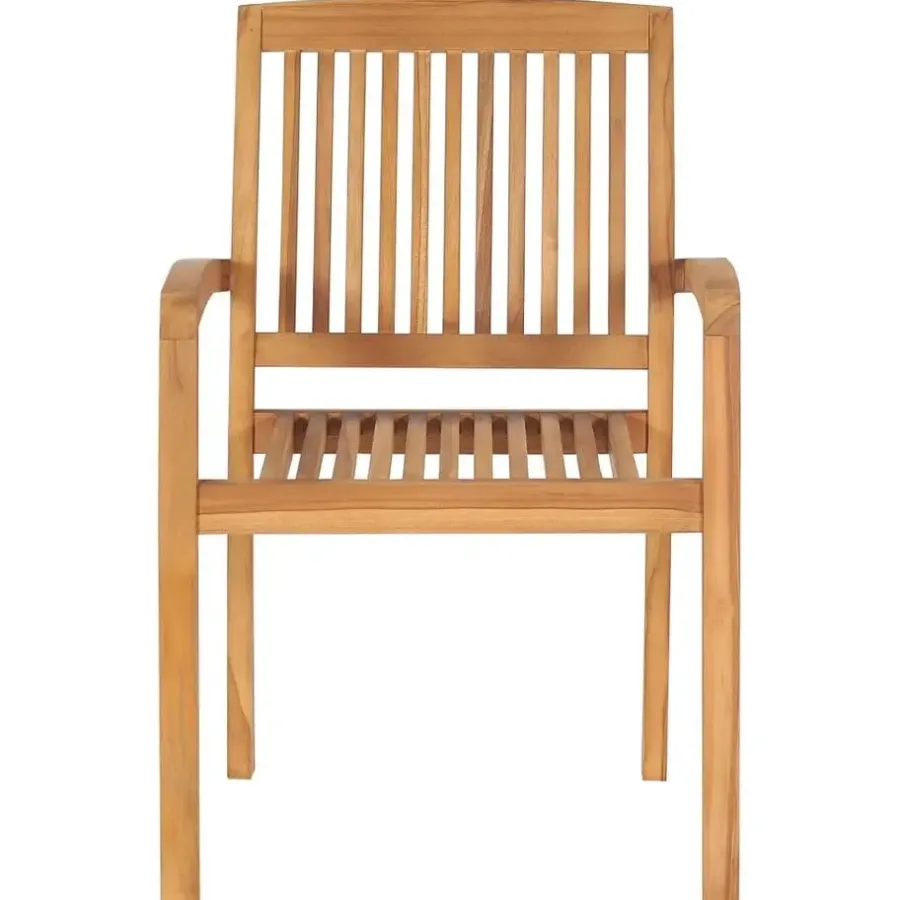 Tuinstoelen-vidaXL - Stapelstoelen - Kussens - Grijs - Hout - 4 stuks
