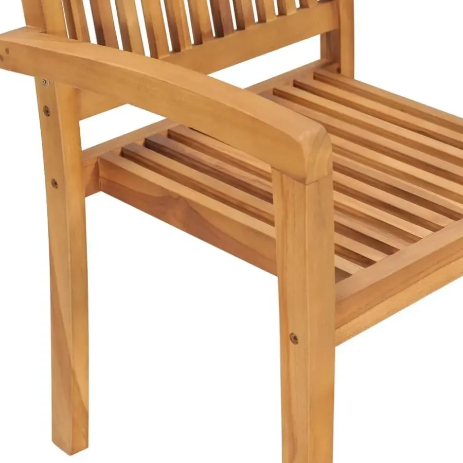 Tuinstoelen-vidaXL - Stapelstoelen - Kussens - Grijs - Hout - 4 stuks