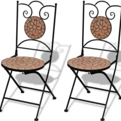 Bistro- & Balkonsets-vidaXL - Stoel - Bruin - Keramiek