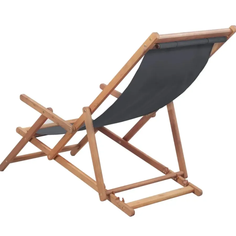 vidaXL - Strandstoel - Grijs - Stof