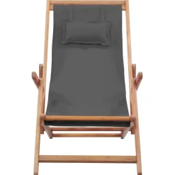 vidaXL - Strandstoel - Grijs - Stof