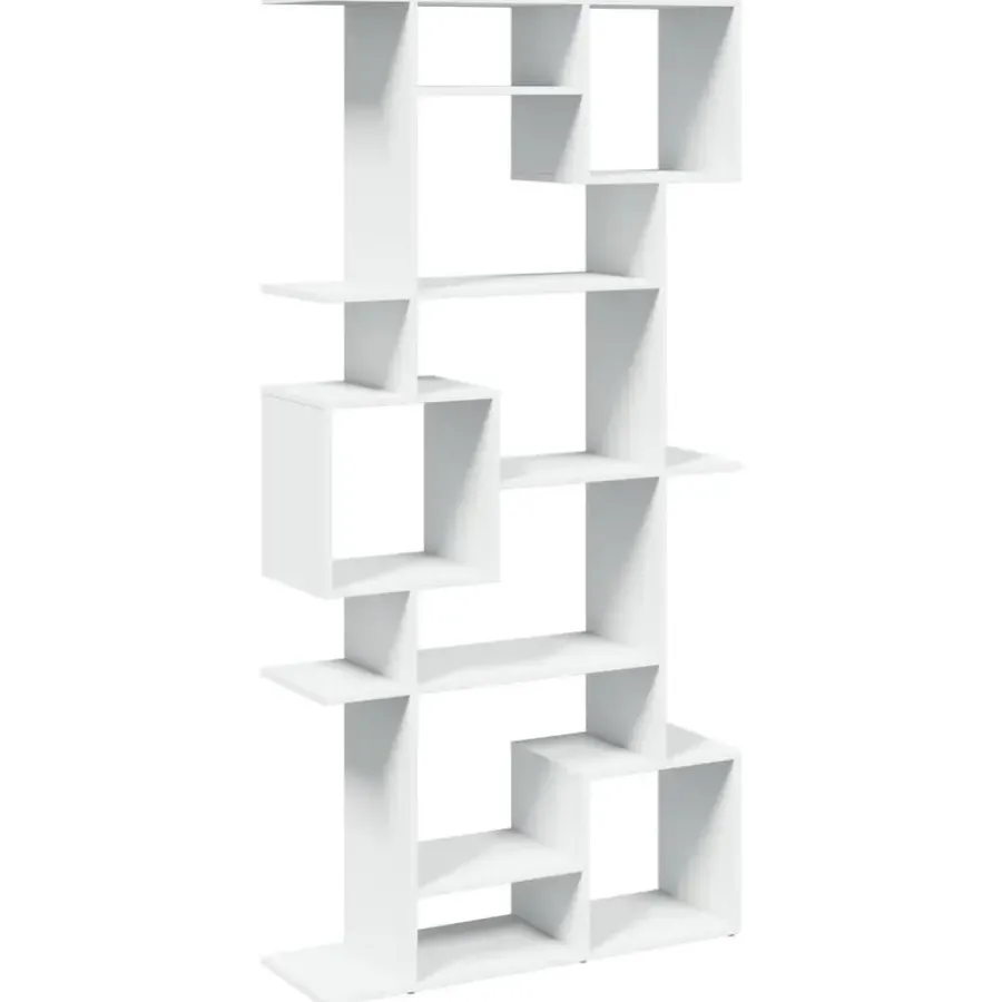 Boekenkasten|Boekenkasten-vidaXL - Symmetrische Boekenkast met vakken - Wit - Bewerkt hout - 92x29x188 cm