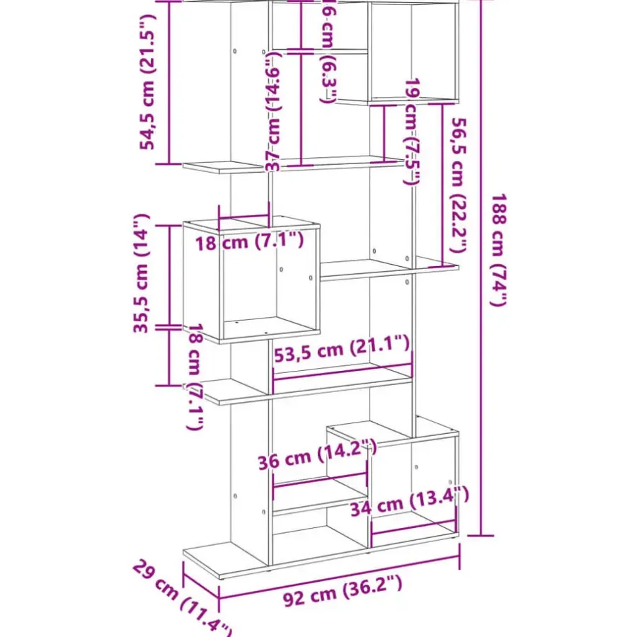 Boekenkasten|Boekenkasten-vidaXL - Symmetrische Boekenkast met vakken - Wit - Bewerkt hout - 92x29x188 cm