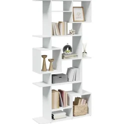 Boekenkasten|Boekenkasten-vidaXL - Symmetrische Boekenkast met vakken - Wit - Bewerkt hout - 92x29x188 cm
