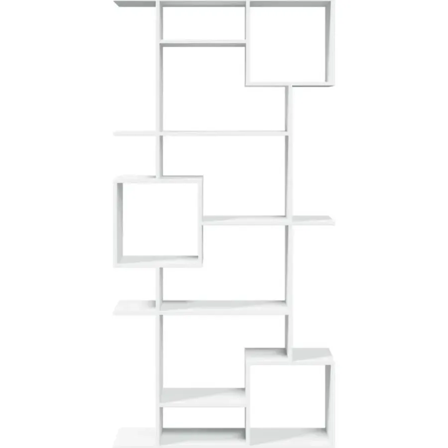 Boekenkasten|Boekenkasten-vidaXL - Symmetrische Boekenkast met vakken - Wit - Bewerkt hout - 92x29x188 cm